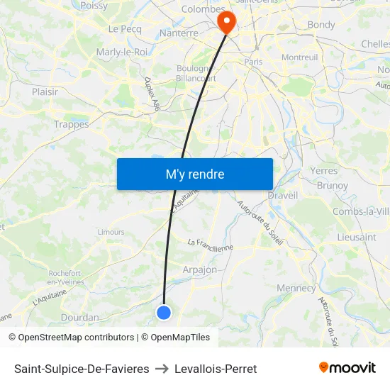 Saint-Sulpice-De-Favieres to Levallois-Perret map