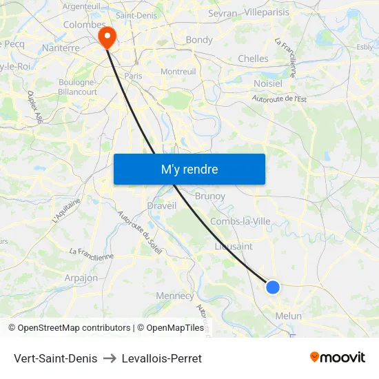 Vert-Saint-Denis to Levallois-Perret map