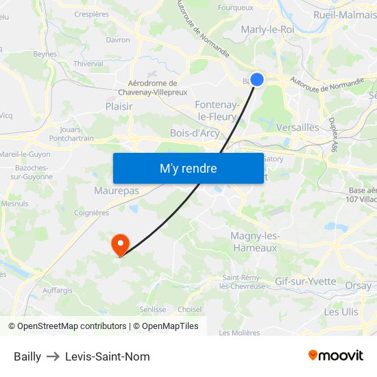 Bailly to Levis-Saint-Nom map