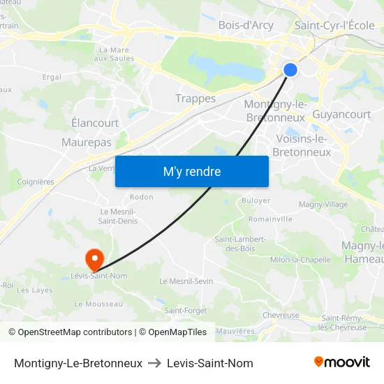 Montigny-Le-Bretonneux to Levis-Saint-Nom map