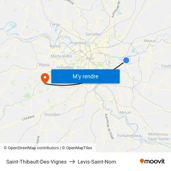 Saint-Thibault-Des-Vignes to Levis-Saint-Nom map