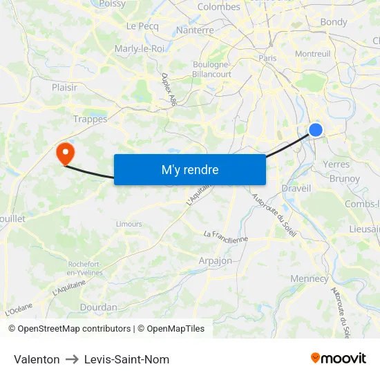 Valenton to Levis-Saint-Nom map