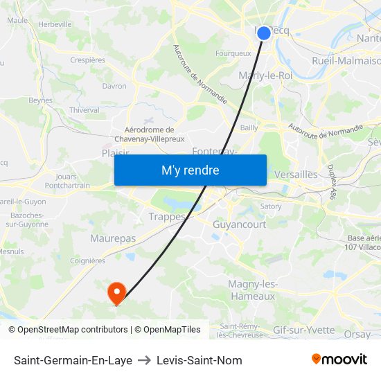Saint-Germain-En-Laye to Levis-Saint-Nom map