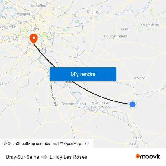 Bray-Sur-Seine to L'Hay-Les-Roses map