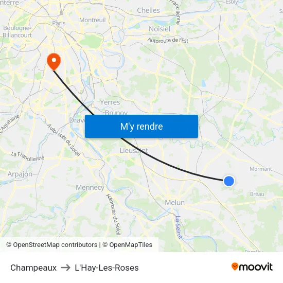 Champeaux to L'Hay-Les-Roses map