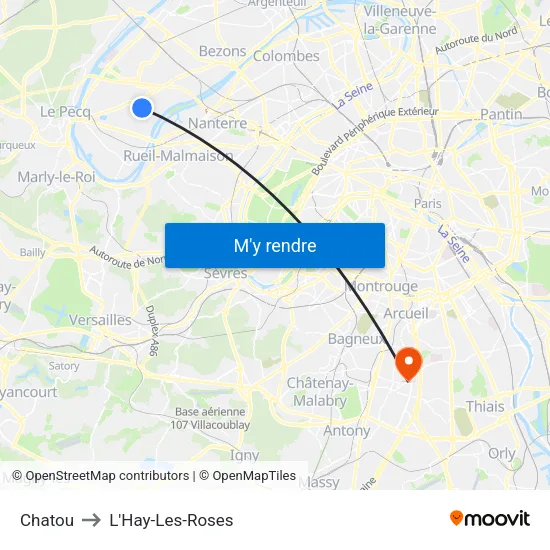 Chatou to L'Hay-Les-Roses map