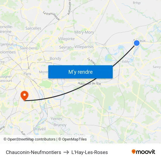 Chauconin-Neufmontiers to L'Hay-Les-Roses map