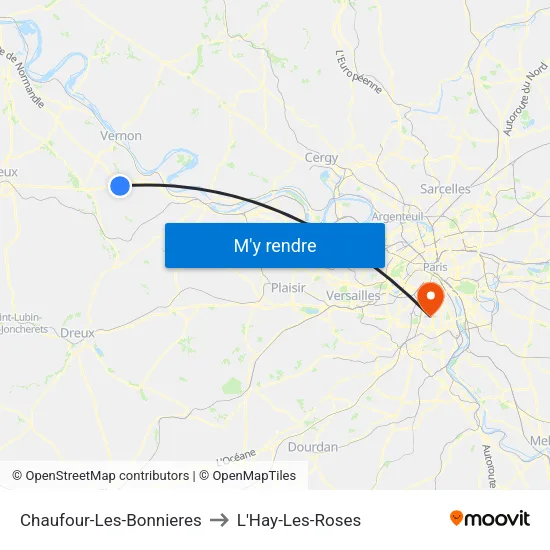 Chaufour-Les-Bonnieres to L'Hay-Les-Roses map