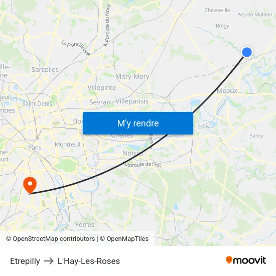 Etrepilly to L'Hay-Les-Roses map