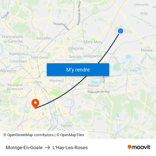 Montge-En-Goele to L'Hay-Les-Roses map