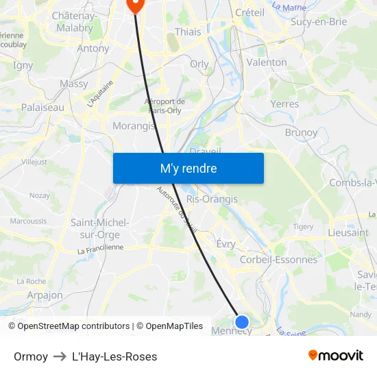 Ormoy to L'Hay-Les-Roses map