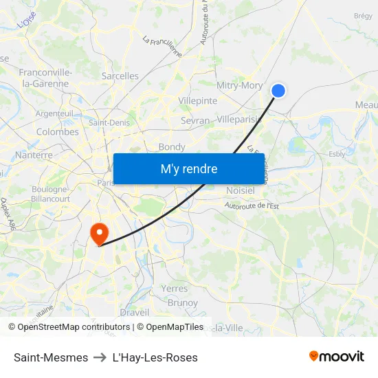 Saint-Mesmes to L'Hay-Les-Roses map