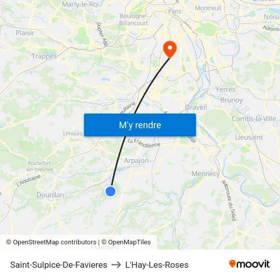 Saint-Sulpice-De-Favieres to L'Hay-Les-Roses map