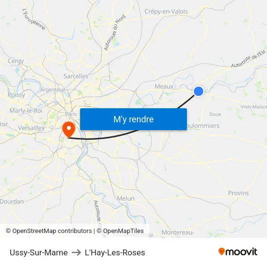 Ussy-Sur-Marne to L'Hay-Les-Roses map