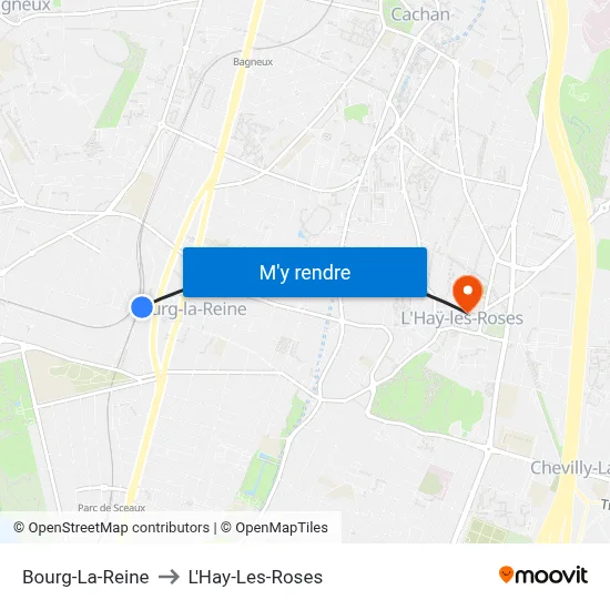 Bourg-La-Reine to L'Hay-Les-Roses map