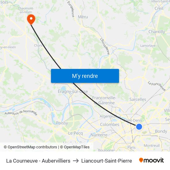 La Courneuve - Aubervilliers to Liancourt-Saint-Pierre map