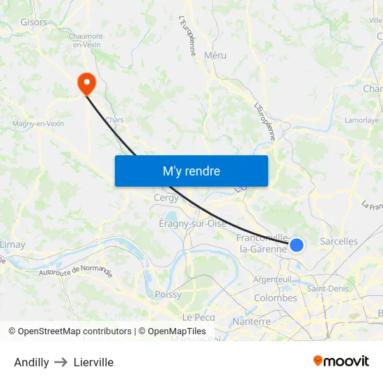 Andilly to Lierville map
