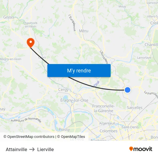 Attainville to Lierville map
