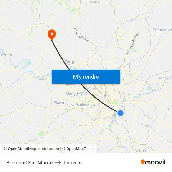 Bonneuil-Sur-Marne to Lierville map