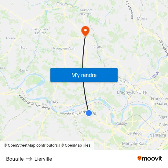 Bouafle to Lierville map