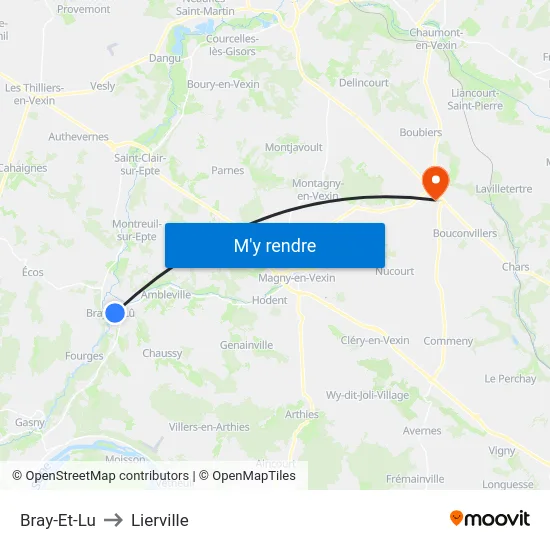 Bray-Et-Lu to Lierville map