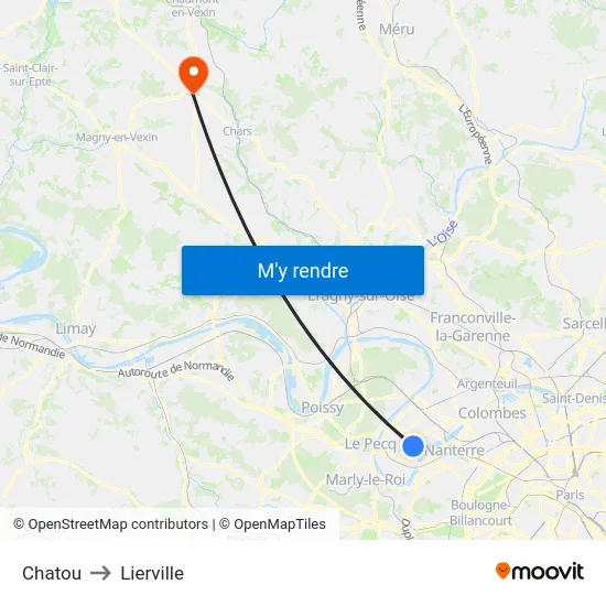 Chatou to Lierville map