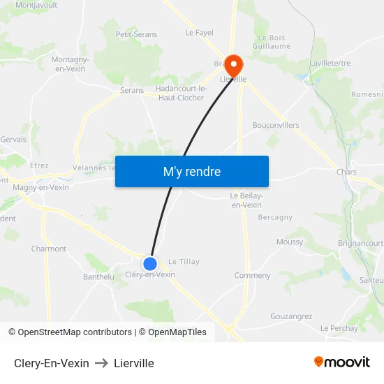 Clery-En-Vexin to Lierville map