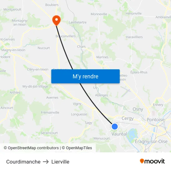 Courdimanche to Lierville map