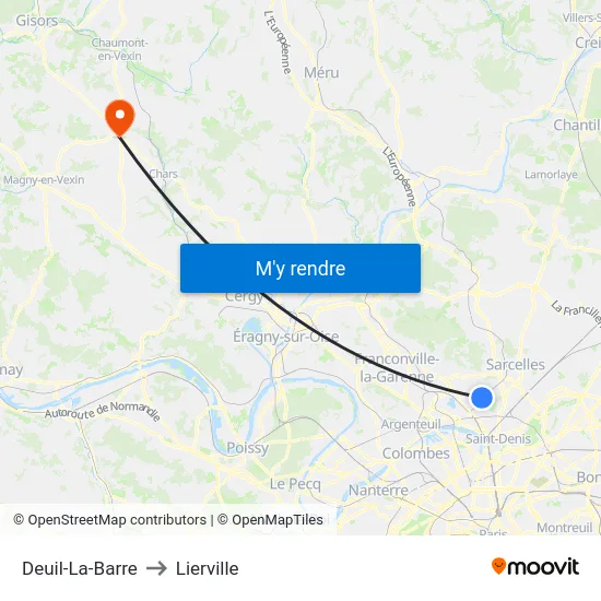 Deuil-La-Barre to Lierville map