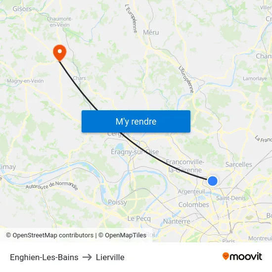 Enghien-Les-Bains to Lierville map