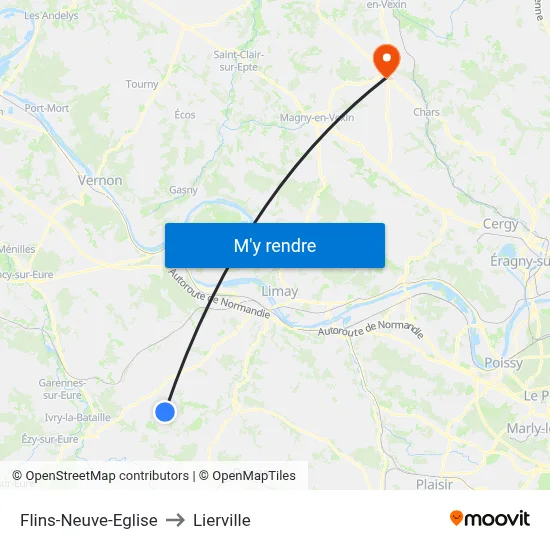 Flins-Neuve-Eglise to Lierville map