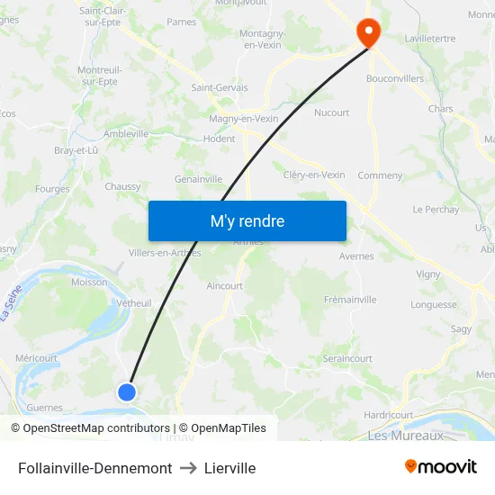 Follainville-Dennemont to Lierville map