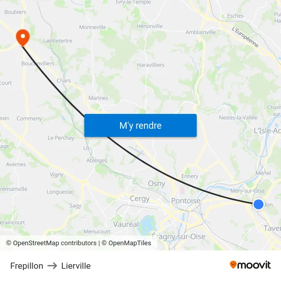 Frepillon to Lierville map