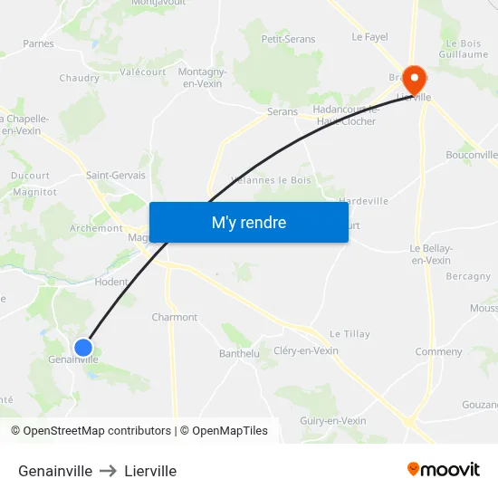 Genainville to Lierville map
