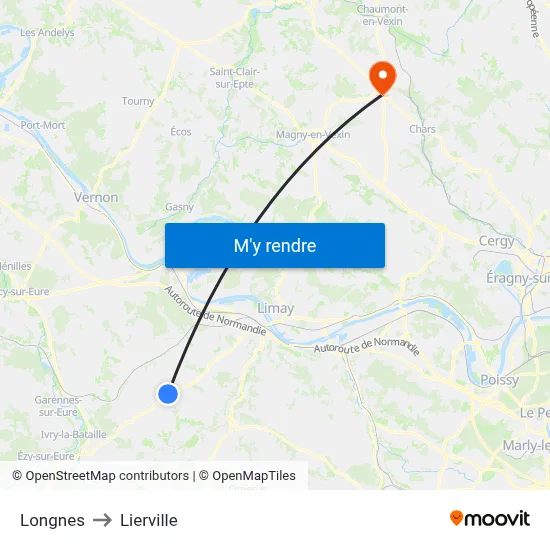 Longnes to Lierville map