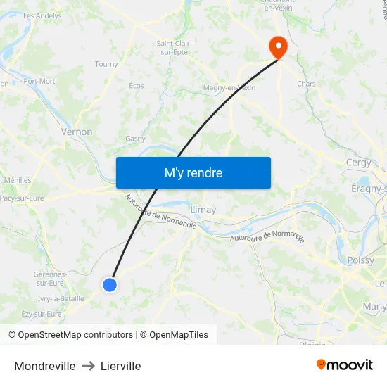Mondreville to Lierville map