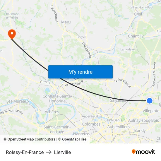 Roissy-En-France to Lierville map