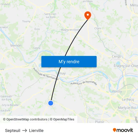 Septeuil to Lierville map