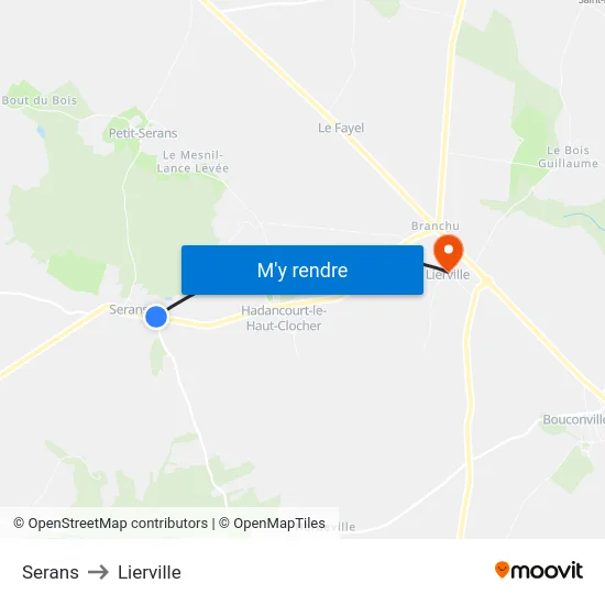 Serans to Lierville map