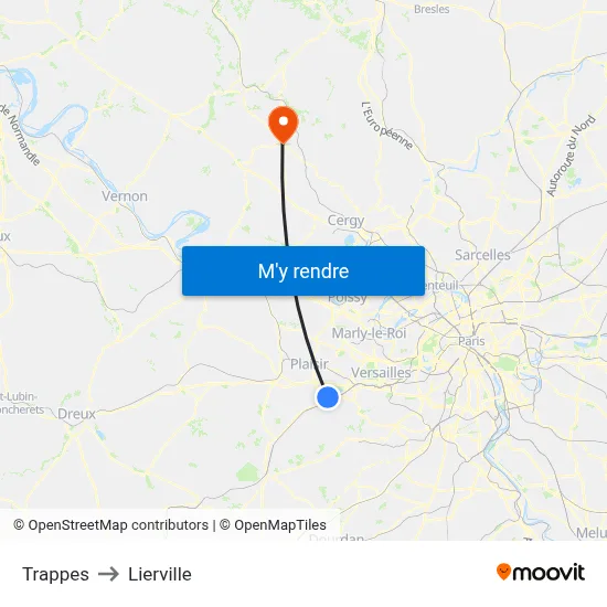 Trappes to Lierville map