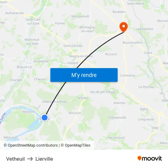 Vetheuil to Lierville map