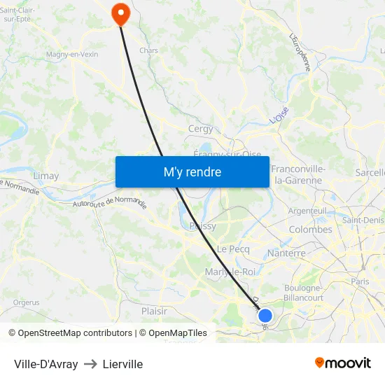 Ville-D'Avray to Lierville map