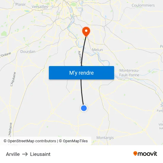 Arville to Lieusaint map
