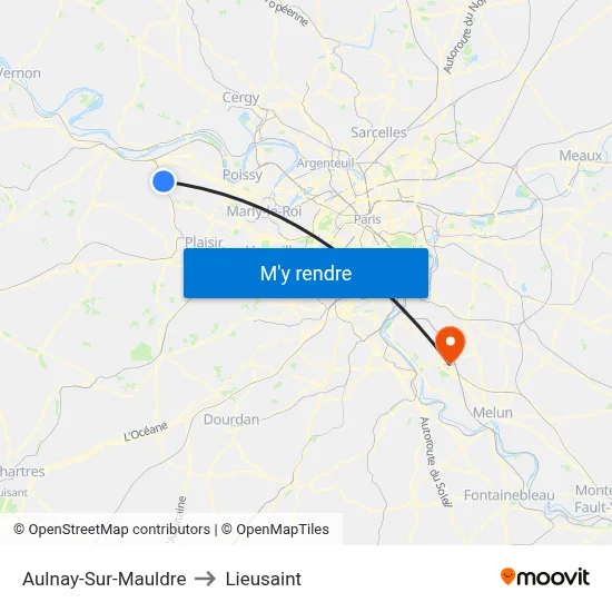 Aulnay-Sur-Mauldre to Lieusaint map