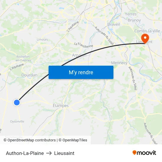 Authon-La-Plaine to Lieusaint map
