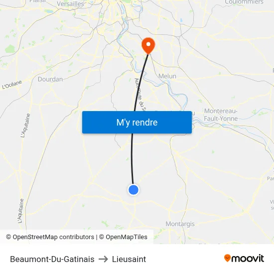 Beaumont-Du-Gatinais to Lieusaint map