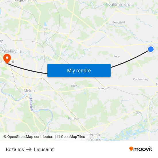 Bezalles to Lieusaint map