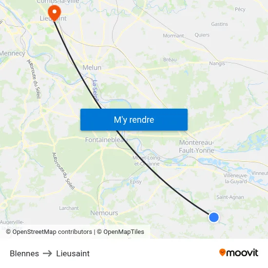 Blennes to Lieusaint map