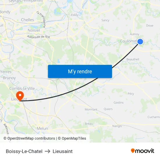 Boissy-Le-Chatel to Lieusaint map
