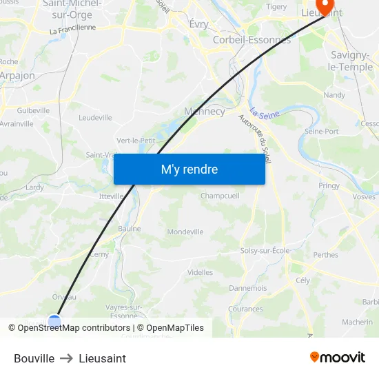 Bouville to Lieusaint map